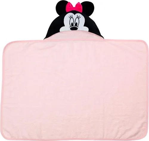 Vista 5 de Lambs & Ivy Toalla de baño con capucha para bebé Minnie Mouse de Disney, de algodón rosa