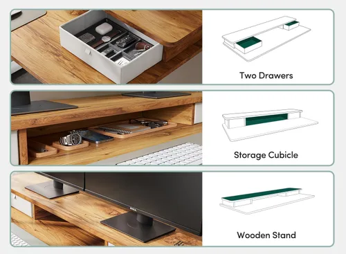 Vista 16 de FEZIBO Escritorio eléctrico de pie ajustable de altura de 40 x 24 pulgadas con doble cajón, escritorio para computadora, mesa de pie para oficina