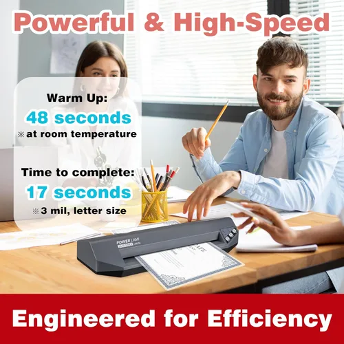 Vista 2 de SINCHI 13" Thermal Laminator Machine – 3–10 Mil, 48s Warm-Up, 17s/Sheet, Heavy Duty No-Jam Design, Works with Cardstock & Dark Prints, Includes 10