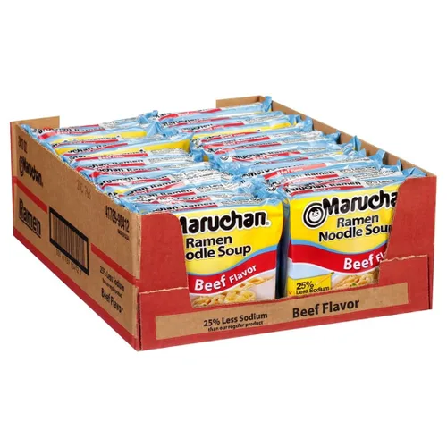 Vista 12 de Maruchan Ramen Fideos instantáneos sabor a carne de res, comidas listas para comer, 3 oz, 24