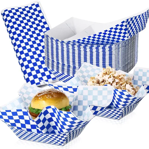 Vista 15 de Geosar 100 piezas de bandejas de papel negro para alimentos al por mayor desechables con envoltorio de papel encerado negro Bandejas para servir