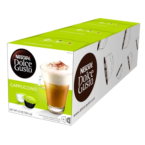 Vista 3 de Nescafe Dolce Gusto - Cápsulas de café, capuchino, 16 cápsulas, paquete de 3