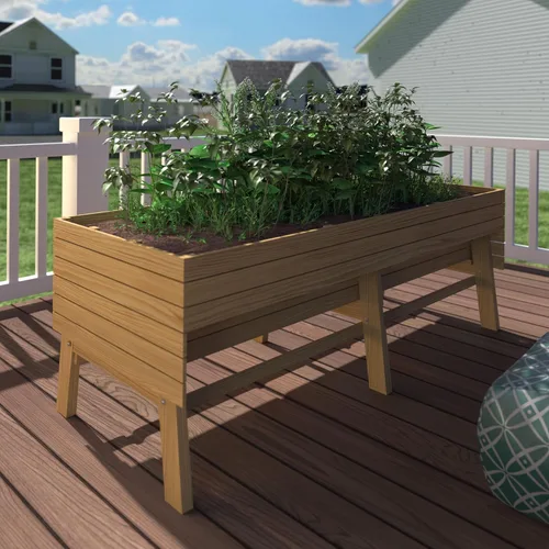 Vista 10 de MUPATER Cama de jardín elevada de cedro de 6 x 3 x 2 pies para exteriores, cama de jardín elevada con ruedas y patas, maceta elevada grande de 837