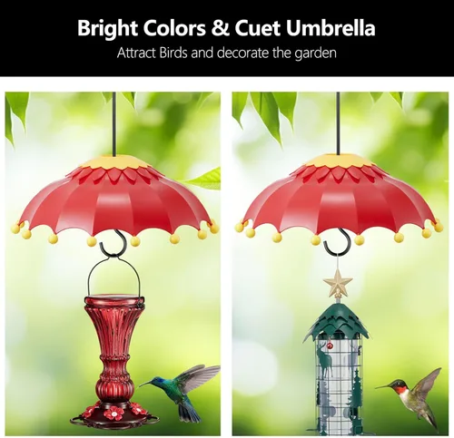 Vista 4 de Baffle para comedero de pájaros, cúpula de lluvia con 3 ganchos, adecuado para comederos de colibríes y comederos de aves silvestres, foso