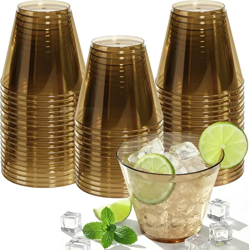 Vista 11 de Paquete de 50 vasos de plástico transparente de 9 onzas, vasos de plástico azul transparente para cóctel, vasos desechables para fiestas, copas
