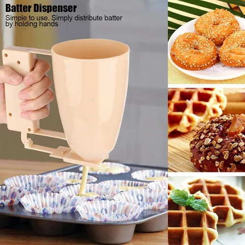 Vista 8 de Dispensador de masa para panqueques para el hogar, para panqueques, cupcakes, crema, taza de medición, herramientas para hornear para gofres