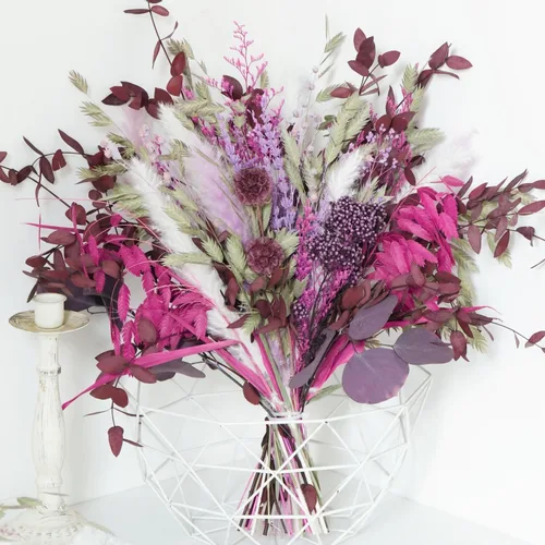 Vista 5 de Ramo de flores secas, paquete de hierba de pampa mixta, decoración de flores rústicas, arreglos florales de eucalipto de hierba de pompas