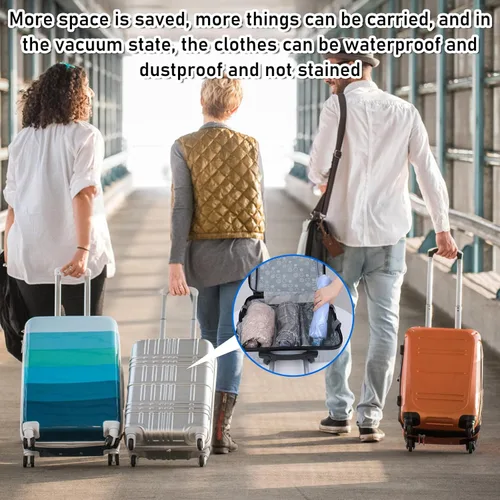 Vista 7 de 3 bolsas de almacenamiento selladas al vacío, bolsas de compresión de tamaño pequeño para viajes, bolsas de sellado al vacío para ropa, equipaje