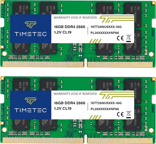 Vista 3 de Timetec Kit seleccionado de 32 GB (2 x 16 GB) DDR4 2666 MHz (PC4-2666V) PC4-21300 SODIMM RAM para portátil - Módulo de memoria sin búfer de 260