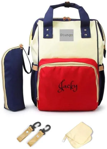 Vista 9 de Bolso de pañales grande personalizado Mochila de monograma de bolsa de pañales personalizada Negro