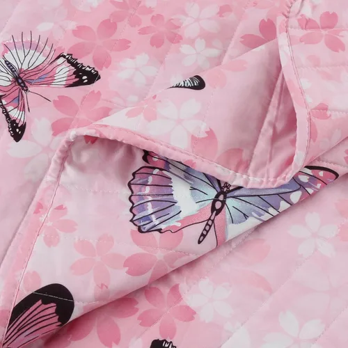 Vista 4 de MarCielo Juego de colcha infantil de 2/3 piezas con diseño de mariposa (mariposa B, individual)