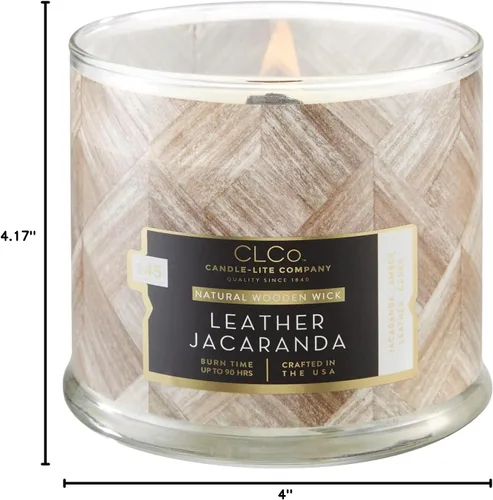 Vista 5 de CLCo by Candle-lite - Velas perfumadas con mecha de madera, fragancia jacaranda de cuero, una vela de aromaterapia individual de 14 onzas con 90