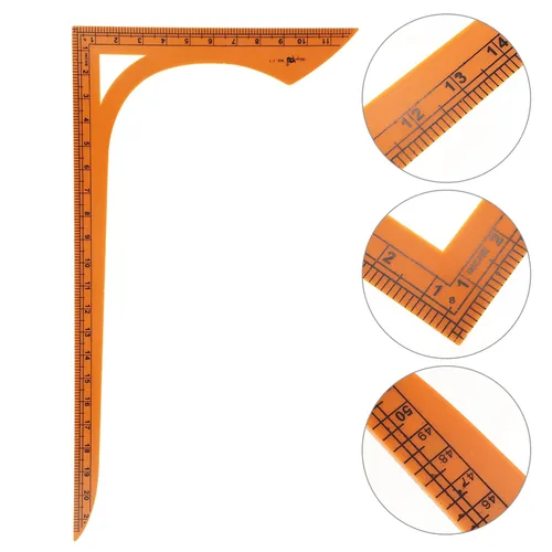 Vista 4 de Wakauto Regla de costura de plástico L - Regla de forma cuadrada Curva Medida de costura Profesional Tailor Craft Tool Detalles de línea claramente