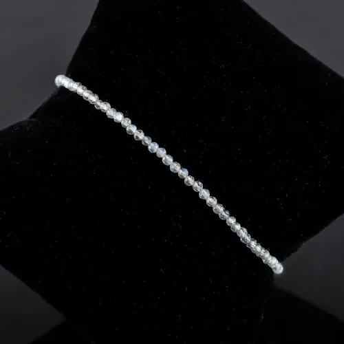 Vista 77 de Natural Gemstone Micro Round Beads Dainty Choker Bangle Bracelet, Handmade Jewelry for Women, Healing Chakra Crystals Silver Plated Chain 8 inch