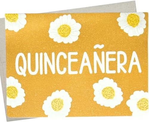 Whitman and Daughter Tarjeta floral de quinceañera – Elegante tarjeta de quinceañera de 15 años de 7 x 5 pulgadas, Centros de Mesa para 15 años,