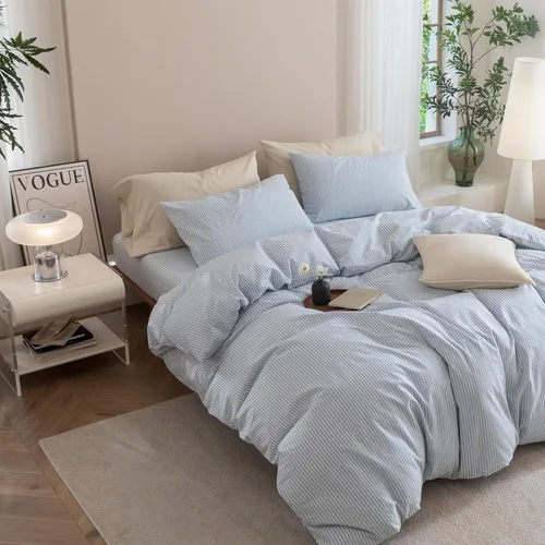 Vista 89 de JIYUAN - Juego de 3 piezas de 1 funda de edredón de algodón 100% lavado de 90x90 pulgadas (relleno no incluido) y 2 fundas de almohada, cómodo