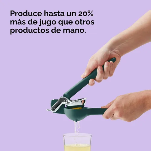 Vista 3 de Chef'n FreshForce - Exprimidor de cítricos de limón, prensa manual con potencia de doble engranaje para una máxima extracción de jugo, duradero verde