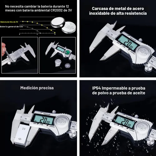 Vista 3 de Kynup Calibre Digital, Herramienta de Medición de Calibre Micrométrico Externo, Calibre de Dial Vernier, Calibre de 6 Pulgadas Herramienta DIY