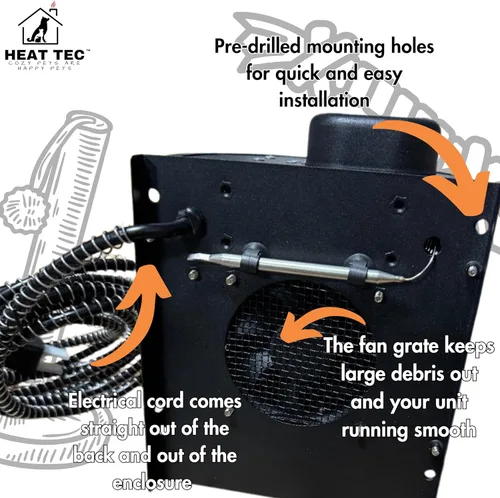 Vista 5 de Calentador para mascotas de Heat Tec Calentador de casa para perros de 400 W con cable resistente a las masticaciones Control termostático