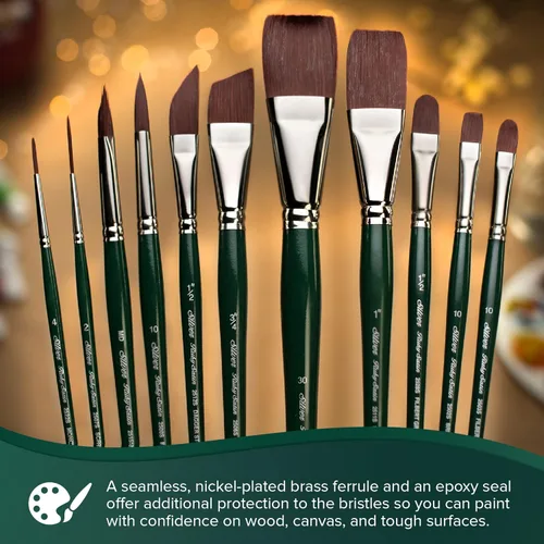 Vista 5 de Silver Brush Limited 2502S26 - Cepillo brillante satinado rubí para acrílicos fluidos y fluidos, tamaño 26, mango corto