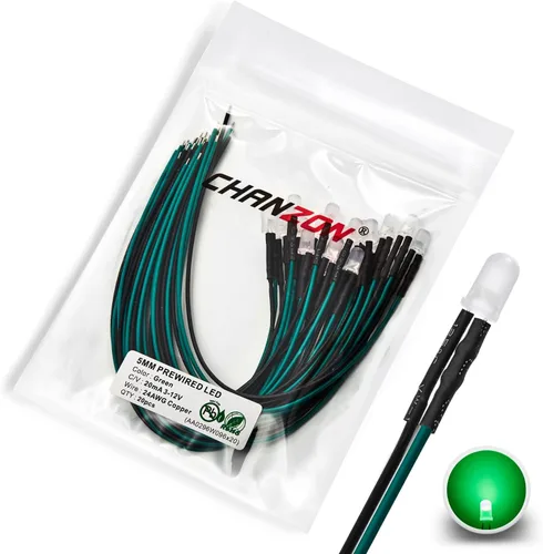 Vista 11 de CHANZON 20 luces de diodo LED rojas precableadas de 0.197 in (lente esmerilada redonda difusa CC 12 V) con resistencia de 680 ohmios 1/4 W e