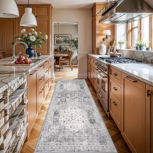 Vista 56 de Alfombra de Pasillo Lavable - Alfombras de Cocina de 2'6"x12' con Respaldo Antideslizante, Alfombras de Casa de Campo para Interiores para Sala