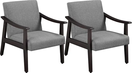 Vista 13 de Yaheetech Silla de Acento de Pana, Sillón Moderno de Mediados de Siglo con Patas de Madera Sólida, Silla de Lectura y Ocio con Respaldo Alto