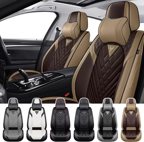 Vista 26 de Fundas de Asiento de Coche para Nissan Altima 2000-2026, Funda de Asiento Delantero Impermeable de Cuero Nappa, Protector de Asiento Automotriz Negro