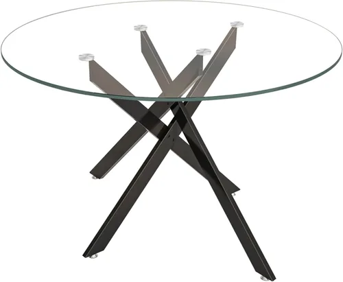 Vista 123 de Mesa de comedor redonda de 36 pulgadas para 4, mesas de cocina y comedor de cristal, moderna mesa de comedor circular con mesa de vidrio templado