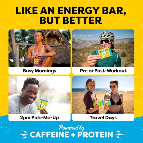 Vista 3 de Quantum Energy Square: Barra energética con cafeína y 10g de proteína. Delicioso bocadillo saludable para llevar.