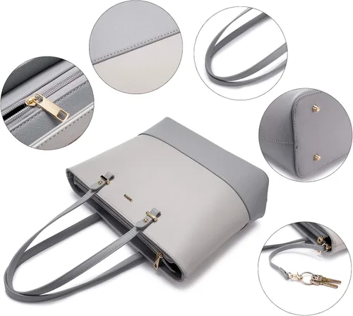 Vista 4 de LOVEVOOK Monederos y bolsos para mujer bolsas de mano de moda bolsa de hombro asa superior juego de 3 piezas