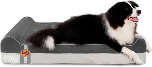 Vista 17 de Laifug Cama ortopédica de espuma viscoelástica para perros con forro duradero a prueba de agua y funda extraíble lavable (grande