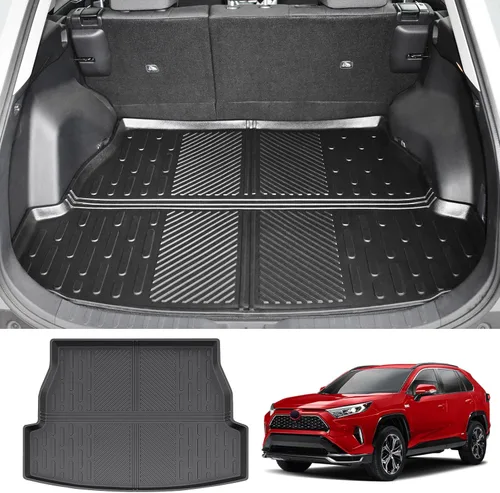 Vista 8 de Tapete de carga apto para Toyota RAV4 2019, 2020, 2021, 2022, 2023, 2024, tapete de carga TPE para maletero, protector de respaldo de asientos