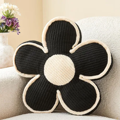 Vista 21 de Almohada en forma de flor rosa, cojín de suelo de 13.7 pulgadas, cojín de flor para sofá, sofá cama, almohada suave de margarita, cojín decorativo