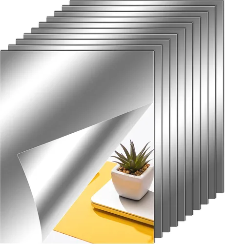 Vista 15 de Zonon Hojas de espejo flexibles autoadhesivas, no de vidrio, azulejos adhesivos para decoración de pared del hogar (20 piezas, 6 x 9 pulgadas)