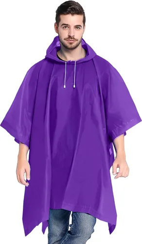 Vista 5 de ANTVEE Ponchos de lluvia para adultos, impermeable, portátil, reutilizable, paquete de 2 con capucha con cordón, se mantiene seco