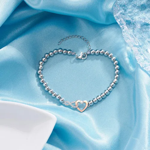 Vista 8 de Shonyin Regalos para el día de la madre pulsera de corazón infinito para mamá, hija, abuela, 8 pulgadas + 2 pulgadas de longitud ajustable