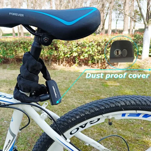 Vista 3 de Cerradura de cadena para bicicleta resistente antirrobo, 2 llaves - Bicicleta, motocicleta, e-bike, patinete, puerta, valla, cerca