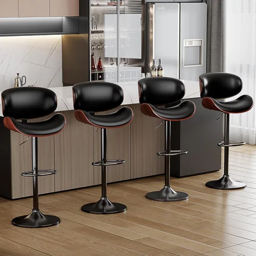 Vista 20 de YaFiti Swivel Bar Stools for Kitchen Counter, Adjustable Bentwood Barstools, Bar Stool with Back and Footrest, for Bar, Kitchen(Black 1PCS)