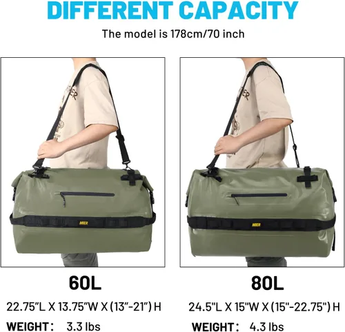 Vista 6 de MIER Bolsa de lona impermeable grande con parte superior enrollable para kayak, rafting, canotaje, natación, campamento, viajes, gimnasio, playa