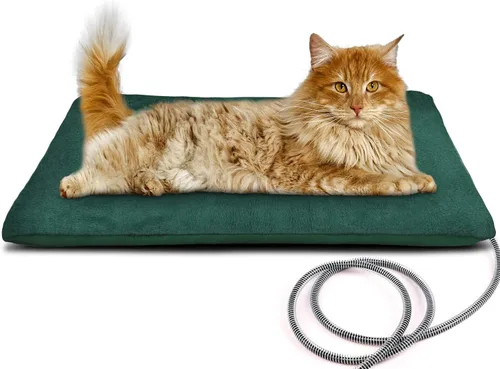 Vista 13 de Almohadilla térmica para mascotas al aire libre para gatos y perros, tapete calefactable para gato y perro con temperatura automática, almohadilla