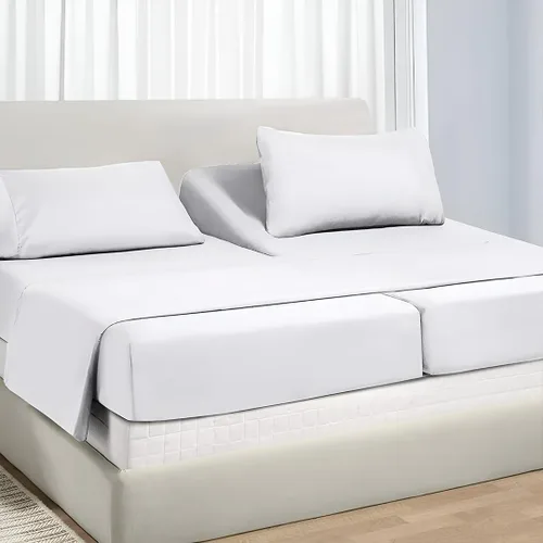 Vista 32 de Juego de sábanas divididas tamaño King para camas ajustables con bolsillo profundo, juegos de sábanas bajeras individuales XL para cama ajustable