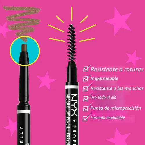 Vista 2 de NYX PROFESSIONAL MAKEUP Lápiz micro para cejas, lápiz preciso para cejas, color gris pardo