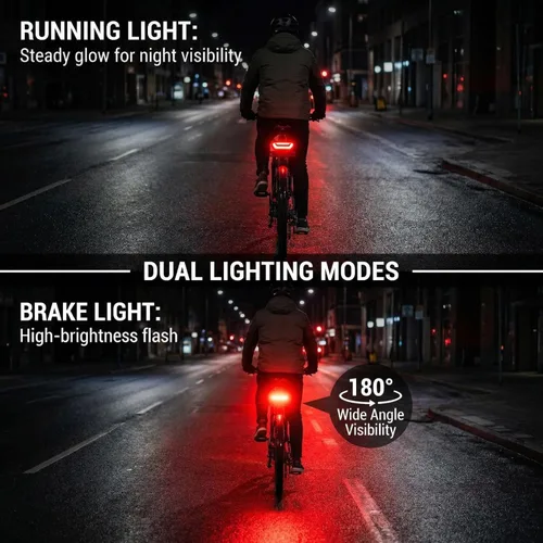 Vista 2 de Luz trasera de bicicleta eléctrica, 2 en 1, luz trasera de bicicleta, luz de freno, 36-48V, accesorios de bicicleta de seguridad, accesorios de luz