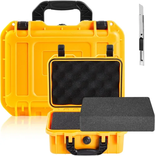 Vista 22 de Relaxweex 1 funda rígida impermeable con inserto de espuma personalizable para bricolaje, funda protectora portátil con cuchillo para cámara, Negro