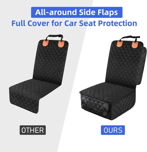 Vista 3 de PETICON Paquete de 2 fundas de asiento delantero, funda de asiento de automóvil para perro de protección completa con solapas laterales