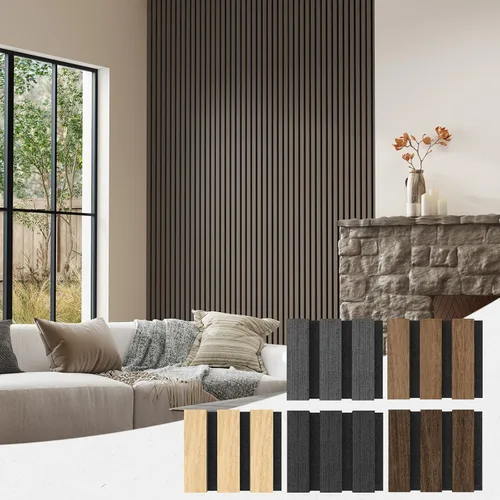 Vista 21 de PIWA Paneles de listones acústicos de madera, 94 x 24 pulgadas, 2 unidades, superficie MDF de 0.472 in con núcleo absorbente de sonido de 0.394