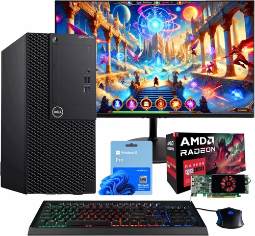 Vista 10 de Dell OptiPlex 3060 Tower PC Intel Core i5-8500 32 GB RAM NVME M.2 de 250 GB + SSD de 1 TB Nvidia RX 550 4GB Windows 11 Pro AX200 WiFi 6