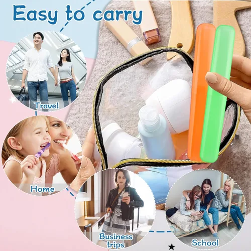 Vista 3 de NICEMOVIC Soporte para cepillos de dientes, 120 piezas, plástico portátil, a prueba de polvo, transpirable, para interiores y exteriores, viajes