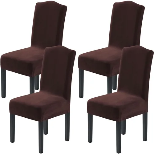 Vista 43 de H.VERSAILTEX Juego de 4 fundas elásticas para sillas de comedor, fundas protectoras para sillas Parson, tela de terciopelo sólido suave y gruesa